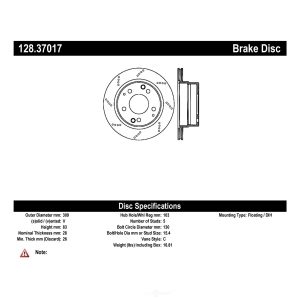 Centric Premium™ OE Style Drilled Brake Rotor for 1989 Porsche 911 - 128.37017