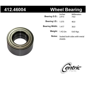 Centric Premium™ Front Passenger Side Double Row Wheel Bearing for 2002 Mitsubishi Mirage - 412.46004