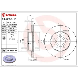 brembo UV Coated Series Vented Front Brake Rotor for 1999 Jeep Grand Cherokee - 09.8852.11