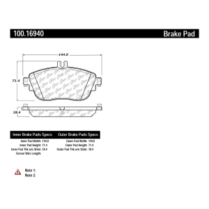 Centric Formula 100 Series™ OEM Brake Pads for Mercedes-Benz CLA250 - 100.16940