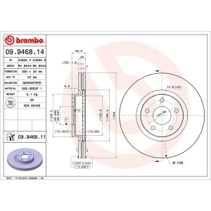 brembo UV Coated Series Vented Front Brake Rotor for 2006 Volvo V50 - 09.9468.11