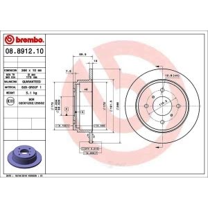 brembo OE Replacement Rear Brake Rotor for 1992 Infiniti M30 - 08.8912.10