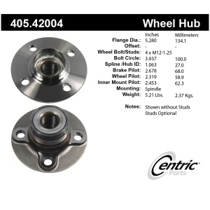 Centric Premium™ Rear Non-Driven Wheel Bearing and Hub Assembly for 1991 Nissan NX - 405.42004
