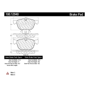 Centric Formula 100 Series™ OEM Brake Pads for 2016 BMW X4 - 100.12940