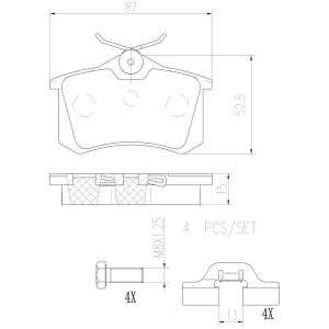 brembo Premium Ceramic Rear Disc Brake Pads for 1988 Volkswagen Jetta - P61088N