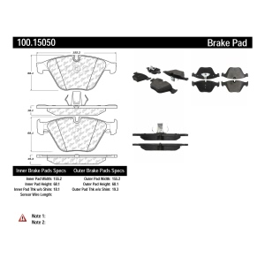 Centric Formula 100 Series™ OEM Brake Pads for 2012 BMW 535i xDrive - 100.15050