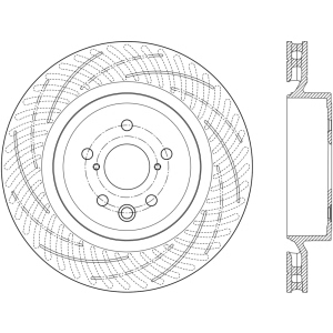 Centric SportStop Slotted 1-Piece Rear Driver Side Brake Rotor for 2017 Lexus RC F - 126.44194