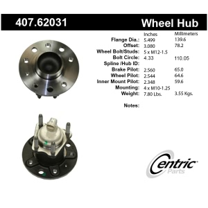 Centric Premium™ Wheel Bearing And Hub Assembly for Saturn L300 - 407.62031