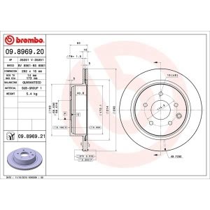 brembo UV Coated Series Rear Brake Rotor for 2017 Nissan Juke - 09.8969.21