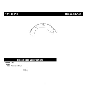 Centric Premium Rear Drum Brake Shoes for Chevrolet Trax - 111.10110