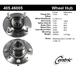 Centric C-Tek™ Standard Wheel Bearing And Hub Assembly for 1991 Eagle Summit - 405.46005E