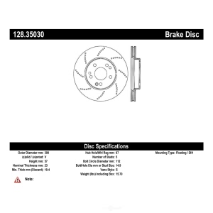 Centric Premium™ OE Style Drilled Brake Rotor for Mercedes-Benz SL600 - 128.35030