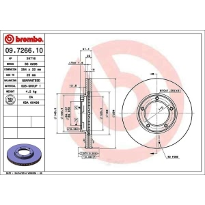 brembo OE Replacement Vented Front Brake Rotor for Toyota Tacoma - 09.7266.10