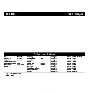 Centric Semi-Loaded Brake Caliper for 1990 Peugeot 405 - 141.10013