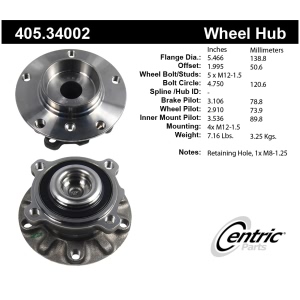 Centric Premium™ Wheel Bearing And Hub Assembly for 2003 BMW 540i - 405.34002