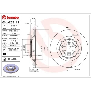 brembo UV Coated Series Vented Rear Brake Rotor for 2005 Audi A8 Quattro - 09.A269.11