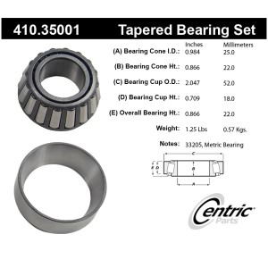 Centric Premium™ Front Driver Side Outer Wheel Bearing and Race Set for Mercedes-Benz 300SD - 410.35001