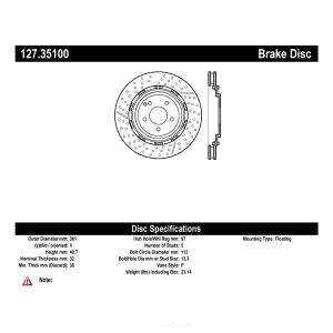 Centric Premium™ OE Style Drilled And Slotted Brake Rotor for 2008 Mercedes-Benz CLK63 AMG - 127.35100