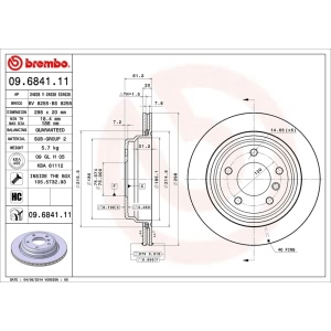 brembo UV Coated Series Vented Rear Brake Rotor for 2002 BMW 530i - 09.6841.11