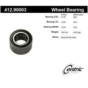 Centric Premium™ Wheel Bearing for Volkswagen Vanagon - 412.90003