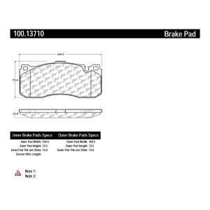 Centric Formula 100 Series™ OEM Brake Pads for 2013 BMW 135is - 100.13710