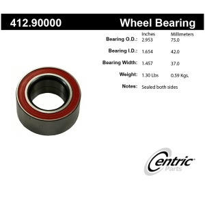 Centric Premium™ Rear Driver Side Double Row Wheel Bearing for 1986 Audi 5000 - 412.90000