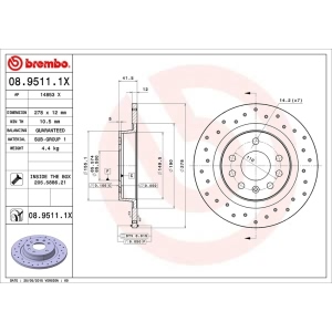 brembo Premium Xtra Cross Drilled UV Coated 1-Piece Rear Brake Rotors for 2006 Saab 9-3 - 08.9511.1X