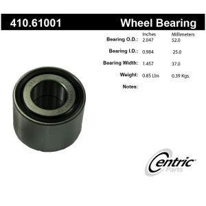 Centric Premium™ Rear Passenger Side Wheel Bearing and Race Set for 1987 Ford Tempo - 410.61001