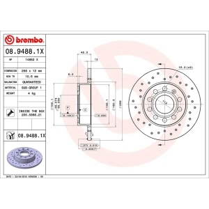 brembo Premium Xtra Cross Drilled UV Coated 1-Piece Rear Brake Rotors for Audi A3 - 08.9488.1X