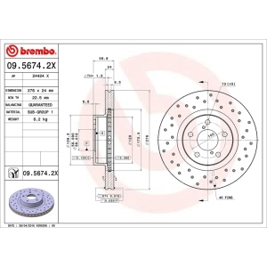 brembo Premium Xtra Cross Drilled UV Coated 1-Piece Front Brake Rotors for 2006 Saab 9-2X - 09.5674.2X