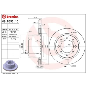 brembo OE Replacement Rear Brake Rotor for 2004 Dodge Ram 3500 - 09.B655.10