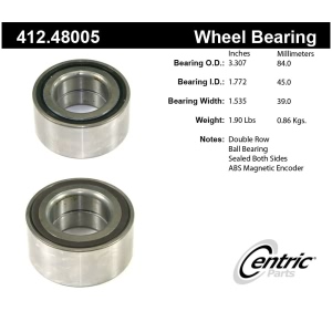 Centric Premium™ Front Driver Side Double Row Wheel Bearing for 2011 Suzuki SX4 - 412.48005