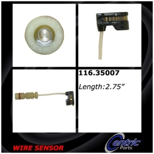 Centric Front Brake Pad Sensor for 1999 Mercedes-Benz C43 AMG - 116.35007