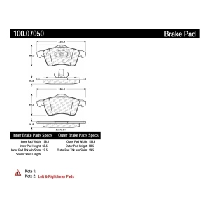 Centric Formula 100 Series™ OEM Brake Pads for 1997 Volkswagen EuroVan - 100.07050