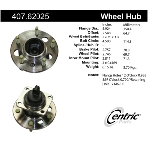 Centric Premium™ Hub And Bearing Assembly; With Integral Abs for 2003 Chevrolet Malibu - 407.62025