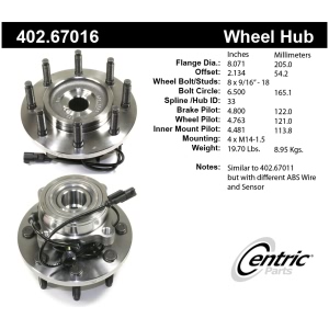 Centric Premium™ Front Driver Side Driven Wheel Bearing and Hub Assembly for 2008 Dodge Ram 3500 - 402.67016