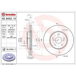 brembo UV Coated Series Vented Front Brake Rotor for 2002 Lexus ES300 - 09.B452.11