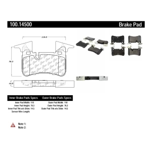 Centric Formula 100 Series™ OEM Brake Pads for 2016 Mercedes-Benz C63 AMG - 100.14500