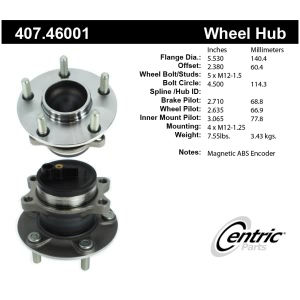 Centric Premium™ Wheel Bearing And Hub Assembly for Mitsubishi Outlander - 407.46001