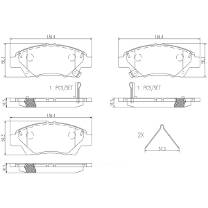 brembo Premium Ceramic Front Disc Brake Pads for 2012 Honda Fit - P28050N