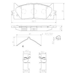 brembo Premium Ceramic Front Disc Brake Pads for 2015 Toyota Avalon - P83117N