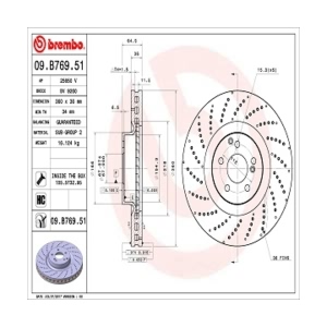 brembo UV Coated Series Drilled Front Brake Rotor for 2016 Mercedes-Benz C63 AMG - 09.B769.51