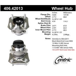 Centric Premium™ Wheel Bearing And Hub Assembly for 2014 Nissan Cube - 406.42013