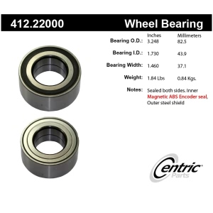 Centric Premium™ Rear Driver Side Double Row Wheel Bearing for 2010 Land Rover LR2 - 412.22000