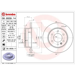 brembo UV Coated Series Solid Rear Brake Rotor for 2015 Mercedes-Benz Sprinter 2500 - 08.9509.11