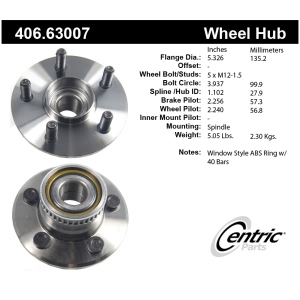Centric Premium™ Wheel Bearing And Hub Assembly for 1996 Dodge Neon - 406.63007