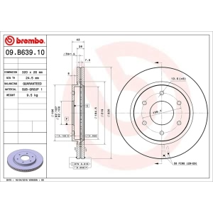 brembo OE Replacement Vented Front Brake Rotor for 2006 Nissan Titan - 09.B639.10