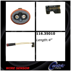 Centric Brake Pad Sensor Wire for 2019 Mercedes-Benz GLE400 - 116.35010