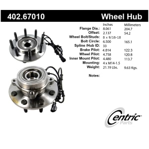 Centric Premium™ Front Passenger Side Driven Wheel Bearing and Hub Assembly for 2005 Dodge Ram 3500 - 402.67010