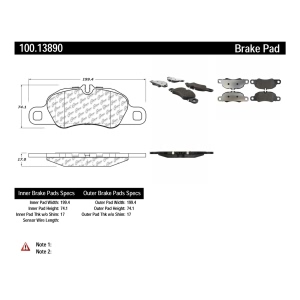 Centric Formula 100 Series™ OEM Brake Pads for 2014 Porsche Cayman - 100.13890